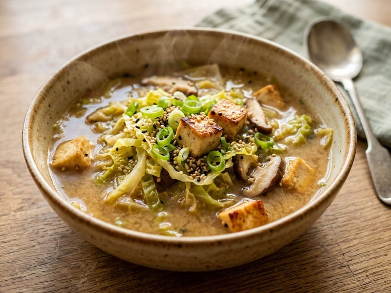 Japanese Cabbage Miso Soup with Tofu