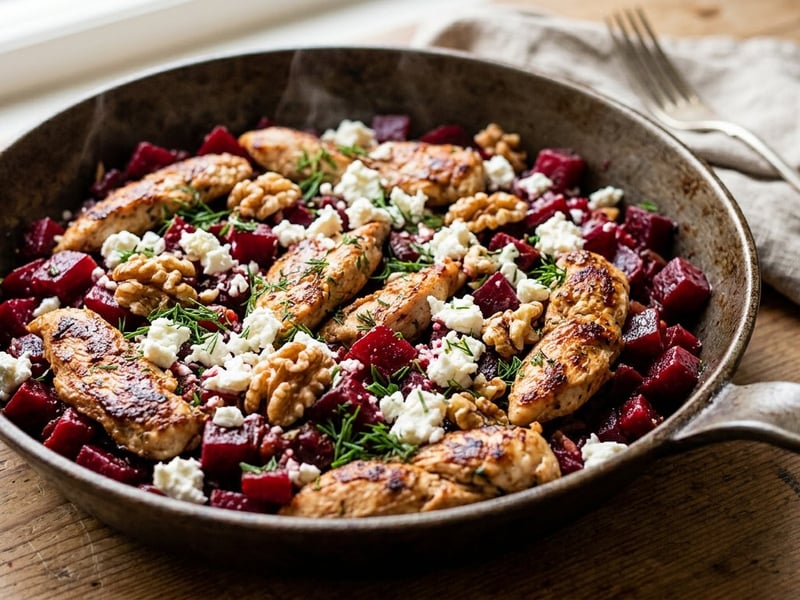 Griechische Hähnchen-Rote-Bete-Pfanne | In 20 Minuten