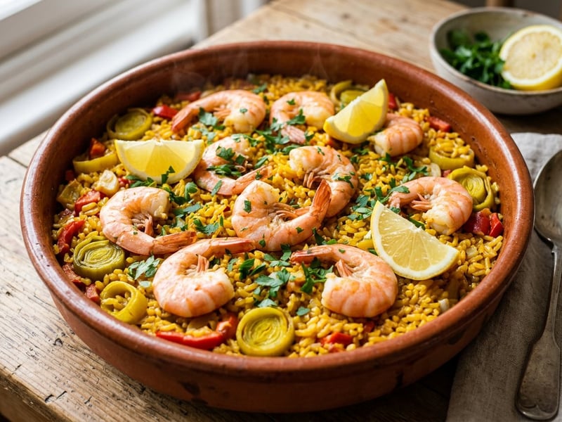 Spanischer Garnelen-Lauch-Reistopf | Arroz con Gambas y Puerro