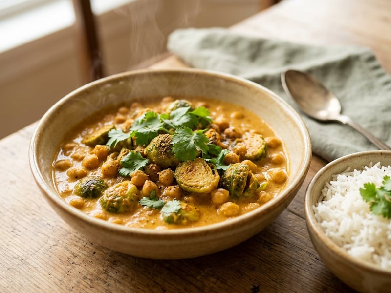 Indian Brussels Sprout & Chickpea Curry | Aromatic & Creamy