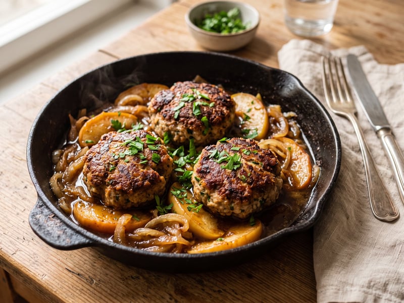 German Meatballs with Apple-Onion Vegetables | Hearty in 25 Minutes