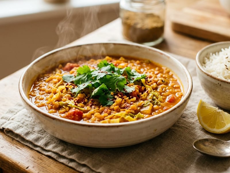 Indian Savoy Cabbage and Lentil Curry | Aromatic & Creamy