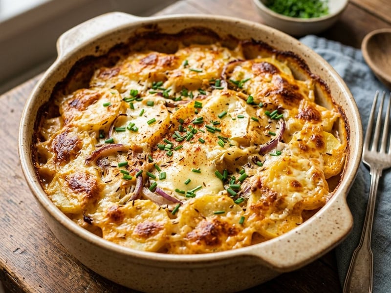 Bavarian Potato and Obatzda Casserole | Hearty Beer Garden Oven Delight