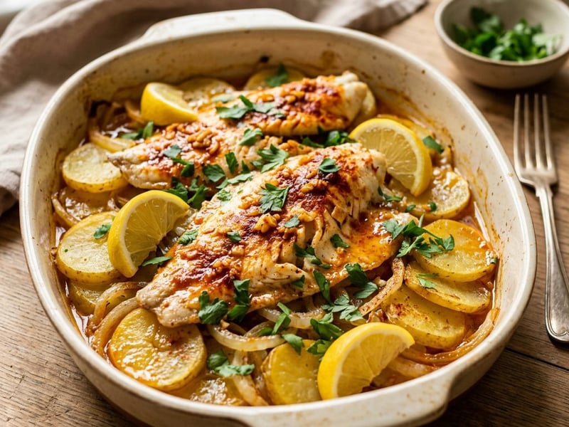 Platija al Horno | Spanish Baked Plaice on Potatoes