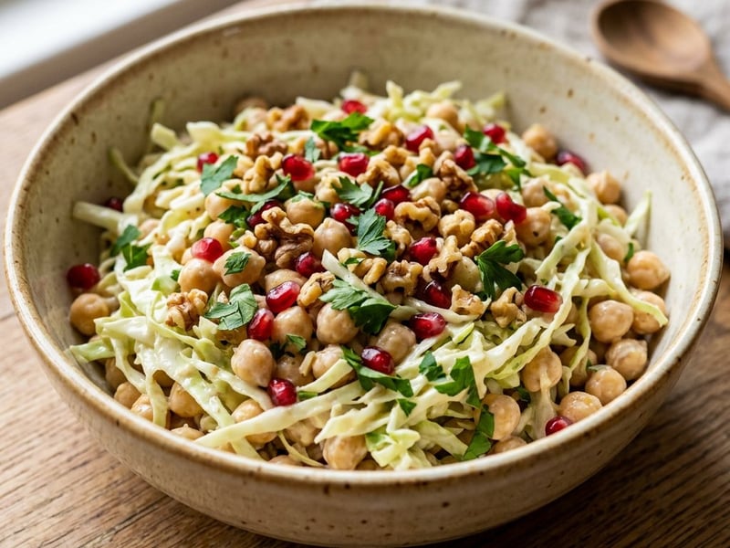 Turkish Pointed Cabbage & Chickpea Salad | With Tahini & Walnut