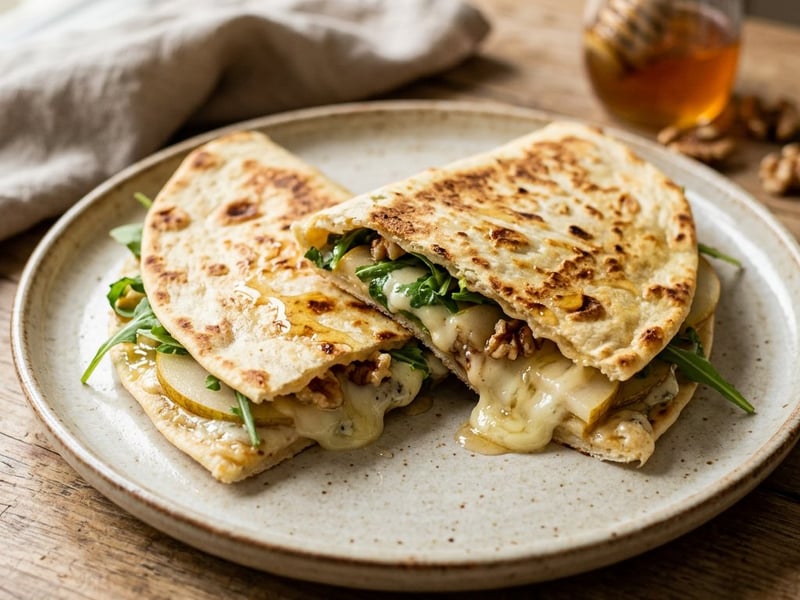 Piadina with Gorgonzola and Pear | Crispy & Creamy