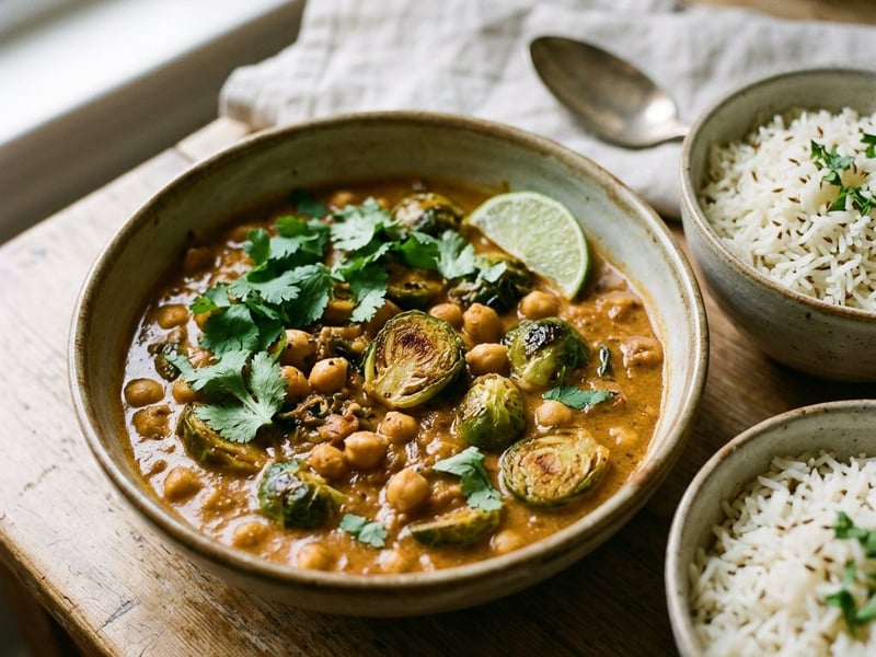 Indian Brussels Sprout & Chickpea Curry | Autumnal & Spicy