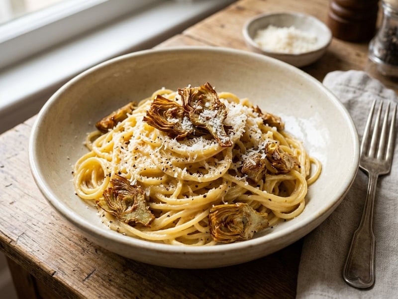 Spaghetti alla Carbonara di Carciofi | Vegetarischer Klassiker