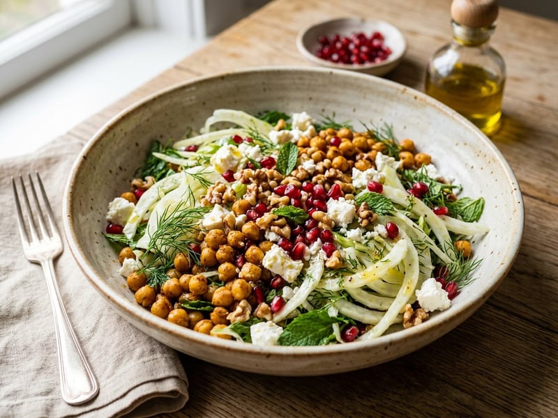 Turkish Fennel and Chickpea Salad | With Feta & Walnut