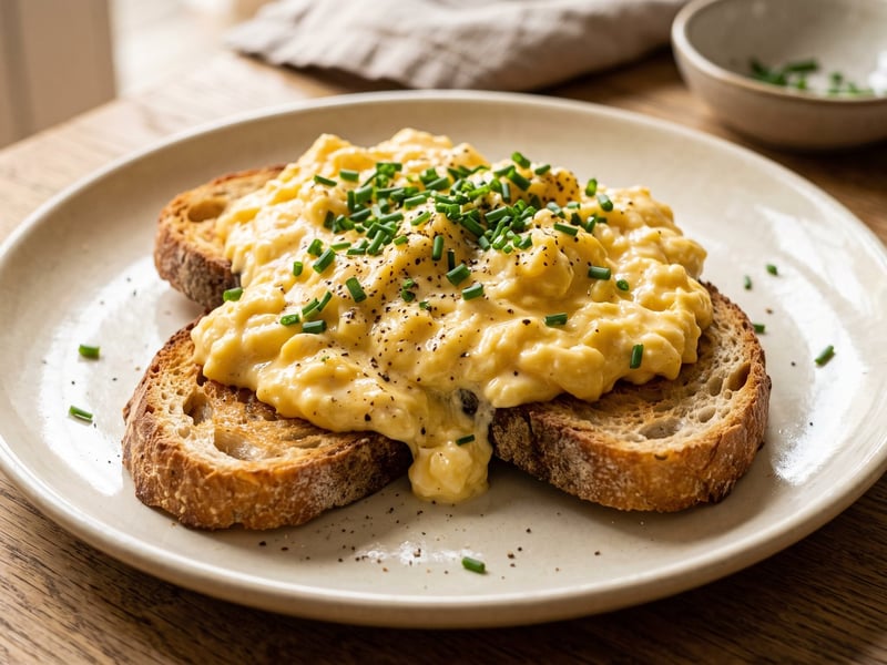 Creamy Quark Scrambled Eggs with Chives