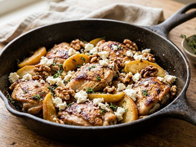 Greek Chicken and Apple Skillet with Feta & Walnuts | In 20 Minutes