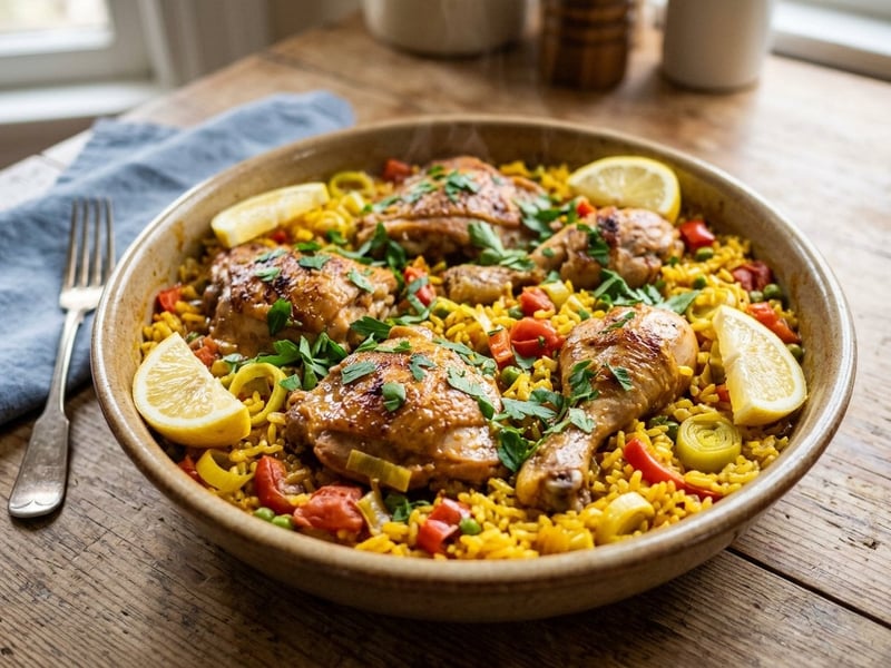 Spanish Chicken and Leek Rice Pot | Arroz con Pollo y Puerro