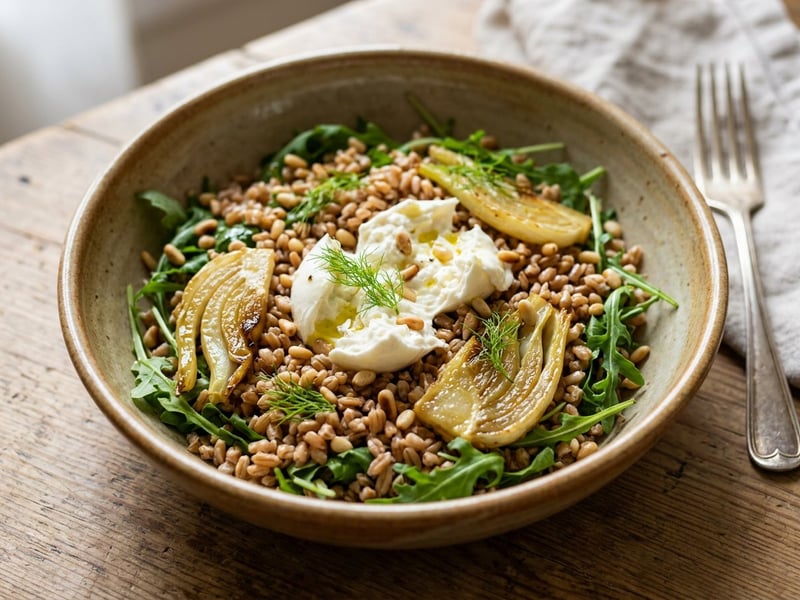 Tuscan Farro Salad | Sautéed Fennel & Burrata