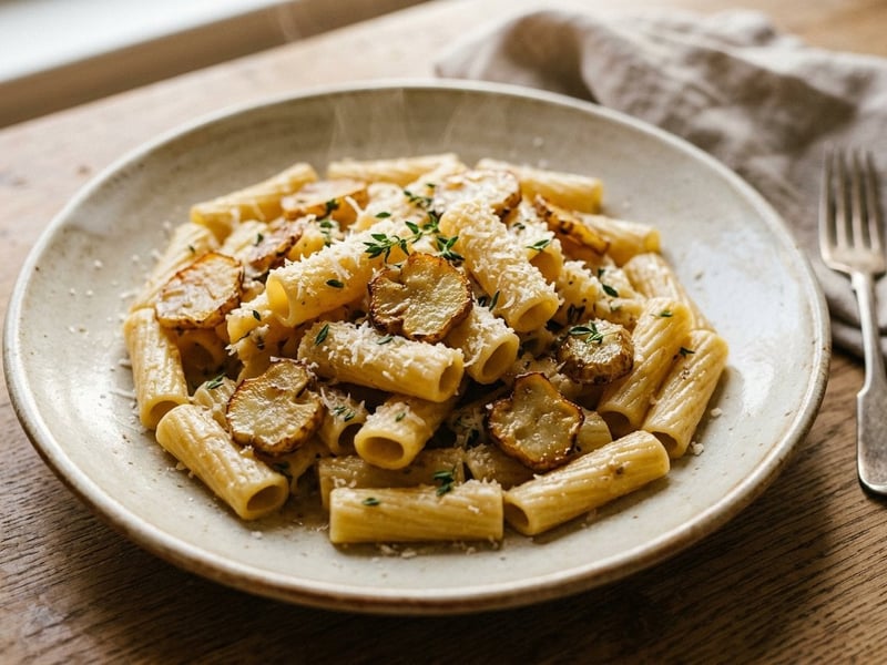 Rigatoni mit geröstetem Topinambur & Thymian