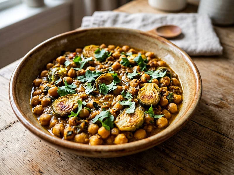 Indian Brussels Sprout and Chickpea Curry | Creamy & Autumnal