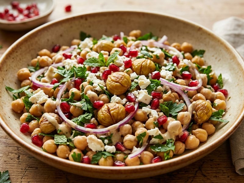Turkish Chickpea Salad with Chestnuts | Kestaneli Nohut Salatası