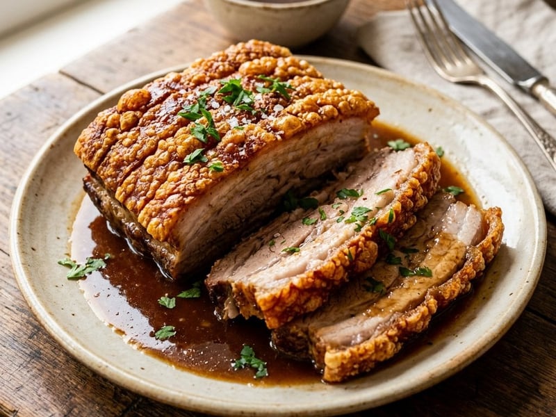 Bavarian Pork Belly (Wammerl) | Crispy Crackling & Rich Beer Sauce