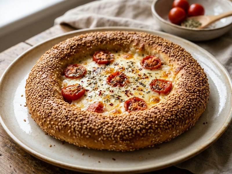 Turkish Simit Pizza with Cheese | Crispy & Juicy
