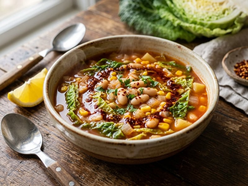 Kara Lahana Çorbası | Turkish Savoy Cabbage Soup with Beans