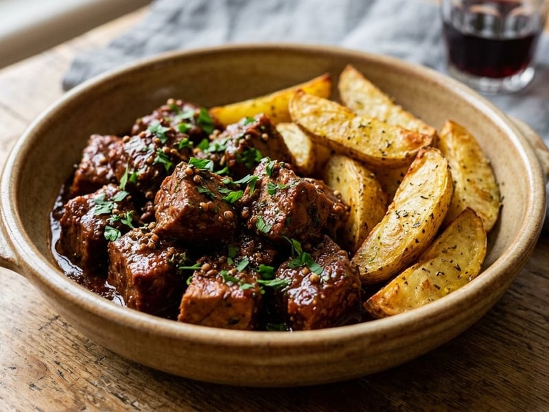 Greek Afelia | Tenderly Braised in Red Wine & Coriander