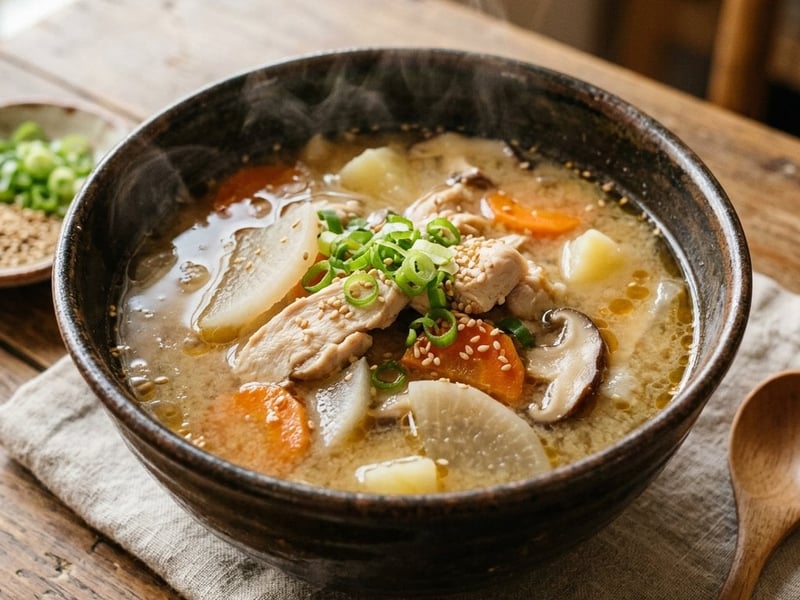 Japanese Torijiru | Warming Chicken Miso Soup with Root Vegetables
