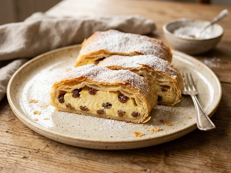 Bavarian Quark Strudel with Raisins | Crispy & Creamy