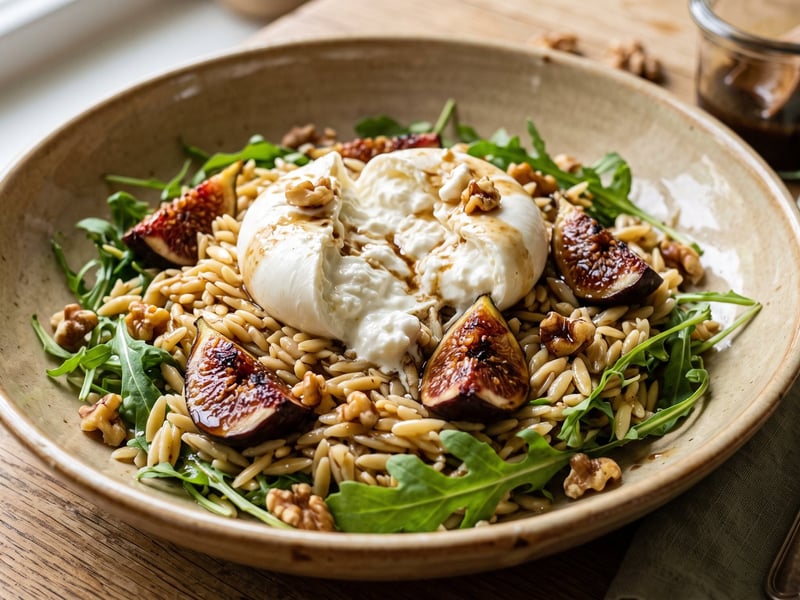 Italian Orzo Salad with Caramelized Figs & Burrata