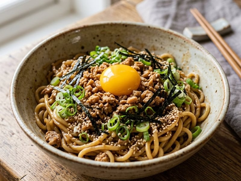 Japanische Tori Mazesoba | Würzige Streetfood-Nudeln