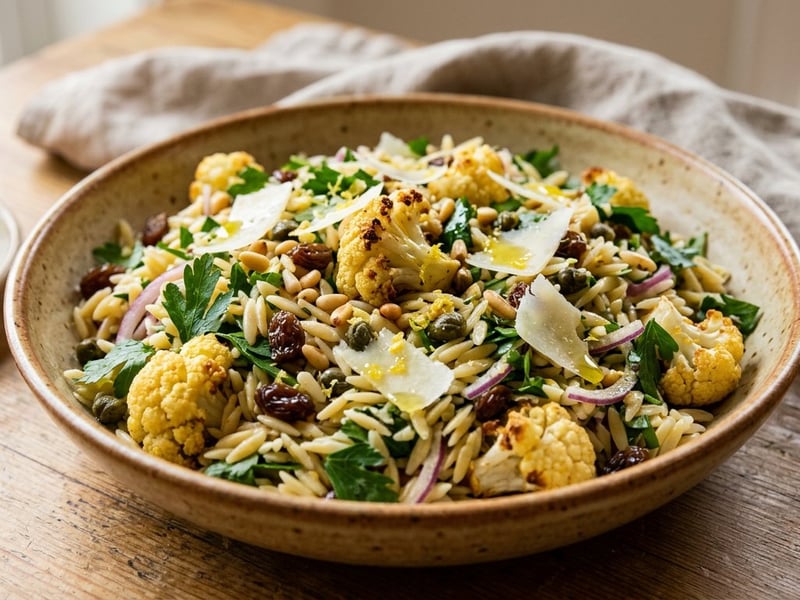 Sizilianischer Orzo-Salat mit geröstetem Blumenkohl | Feiner Herbstgenuss