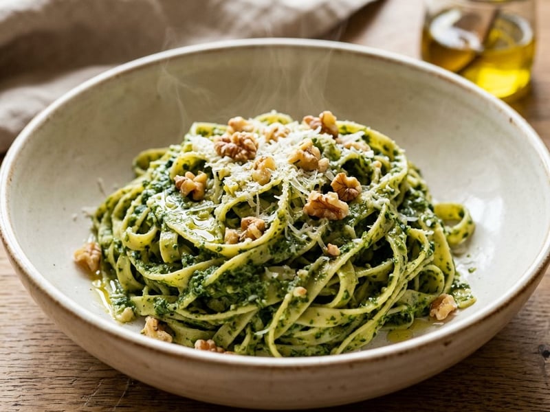 Tagliatelle mit Schwarzkohl-Pesto | Cremig & Nussig
