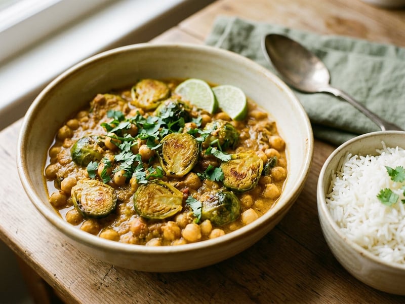 Indian Brussels Sprout & Chickpea Curry | Spiced & Creamy