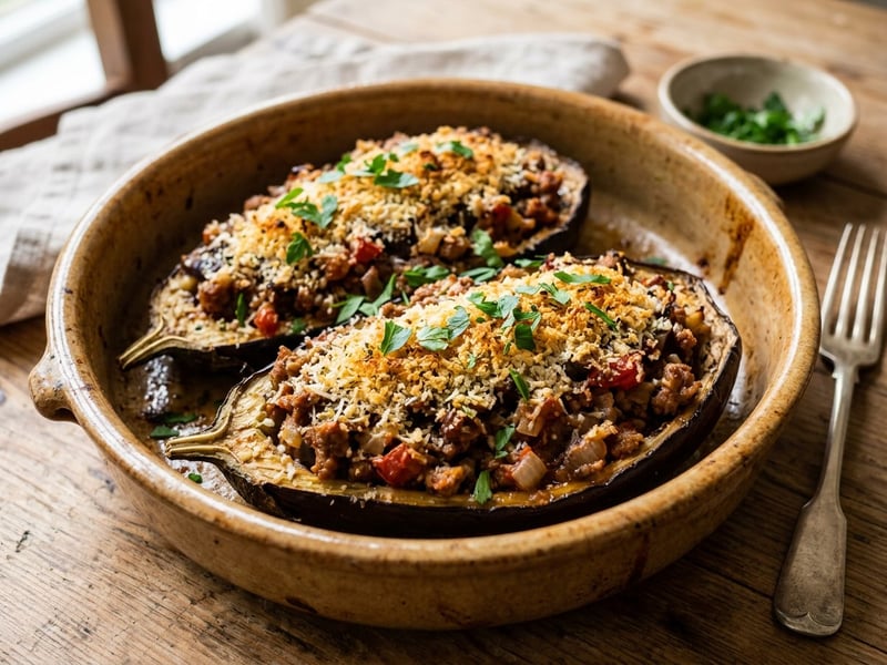 Mallorcan Stuffed Aubergines | Berenjenas a la Mallorquina