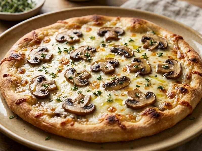 Pizza Bianca with Provolone and Mushrooms