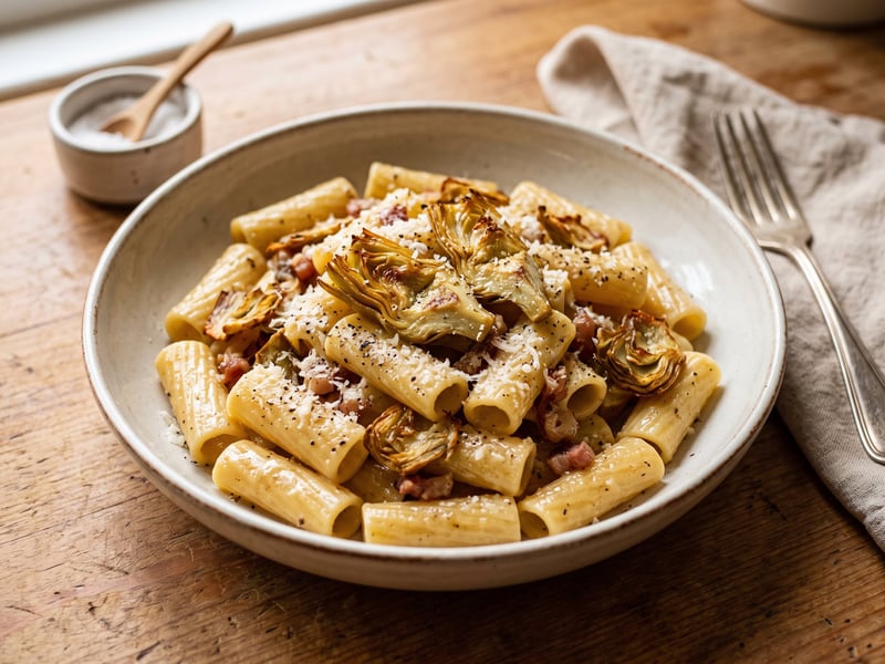 Rigatoni alla Gricia di Carciofi – Römische Artischocken-Pasta
