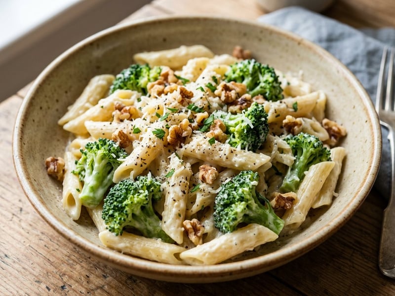 Penne mit Brokkoli in Gorgonzola-Walnuss-Sauce