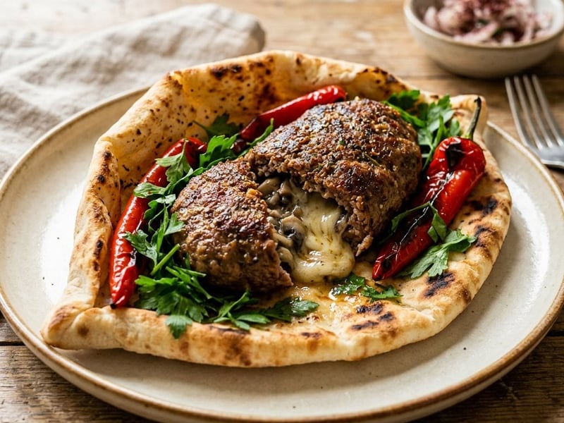 Mengen Köfte | Saftige türkische Pilz-Käse-Köfte im Fladenbrot