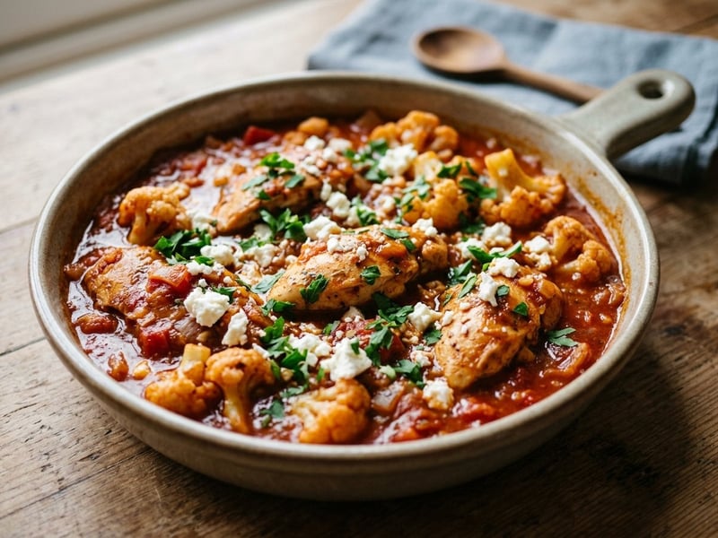 Greek Chicken and Cauliflower Skillet | In 25 Minutes