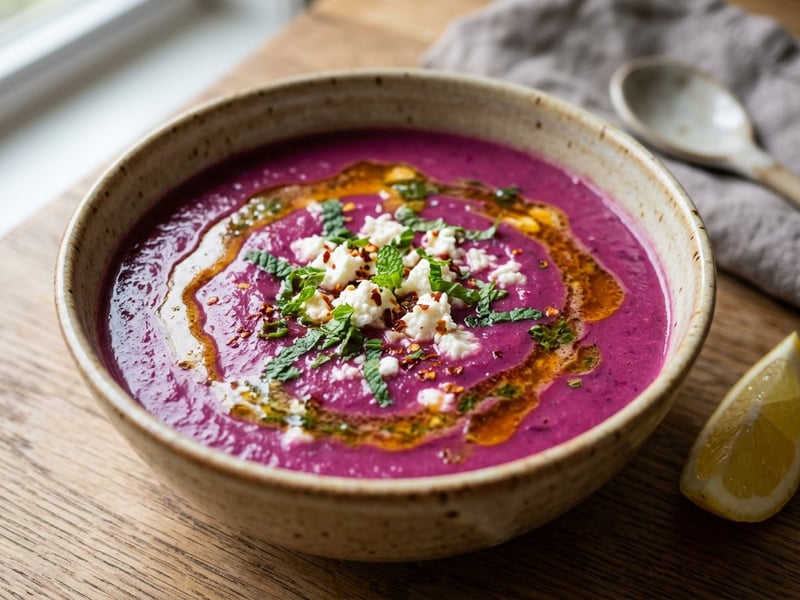 Kırmızı Lahana Çorbası | Türkische Rotkohlsuppe mit Minz-Chili-Butter