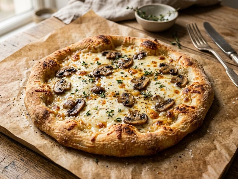 Pizza Bianca with Scamorza and Mushrooms | Savory & Crispy