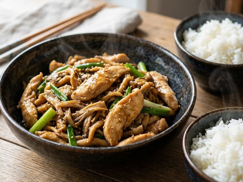 Wok-Hähnchen mit Austernpilzen | In 15 Minuten