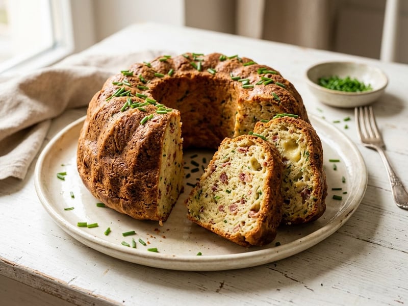 Herzhafter Kartoffel-Gugelhupf mit Bergkäse und Speck