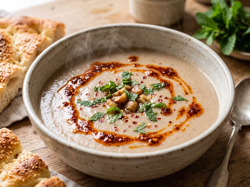 Kestane Çorbası | Turkish Chestnut Soup with Mint-Chili Butter