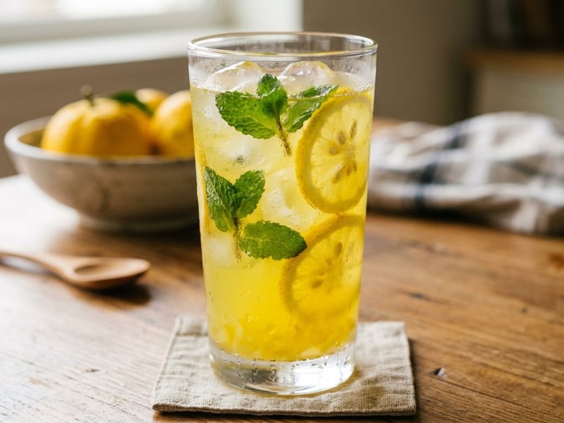 Spritziger Iced Yuzu-Tee mit Minze | Koreanischer Yuja-Ade