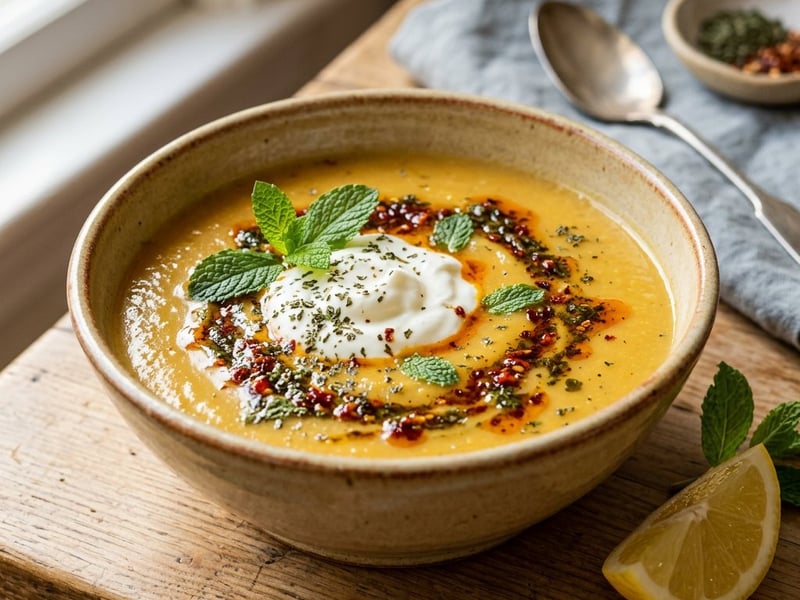 Türkische Steckrübensuppe | Şalgam Çorbası mit Minz-Chili-Butter