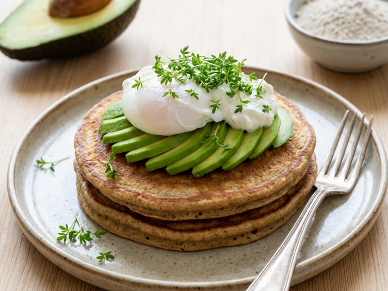 Fitness Pancakes with Avocado and Poached Egg