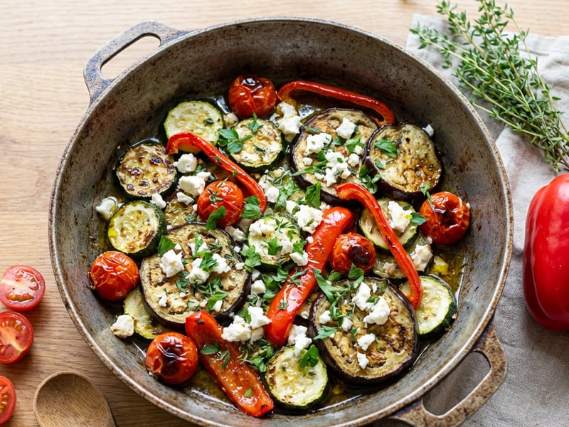Greek Vegetable Pan with Feta