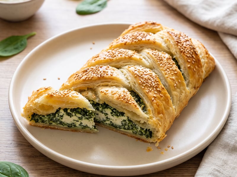 Spinach and Puff Pastry Braid