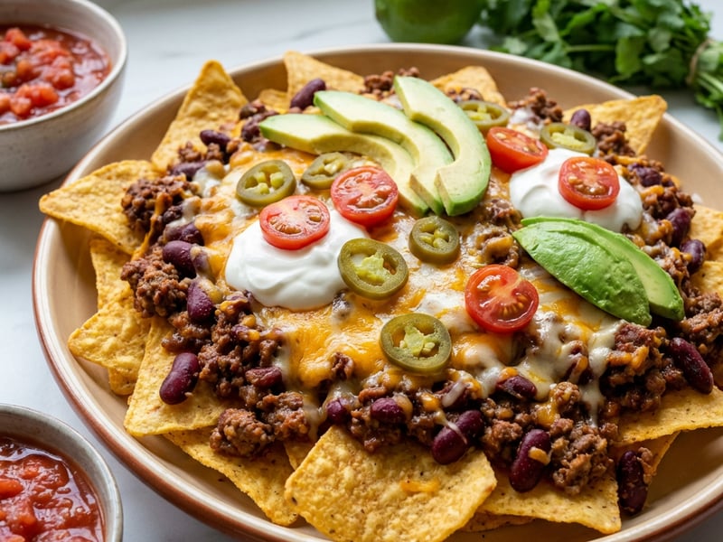 Überbackene Nachos mit Rinderhackfleisch