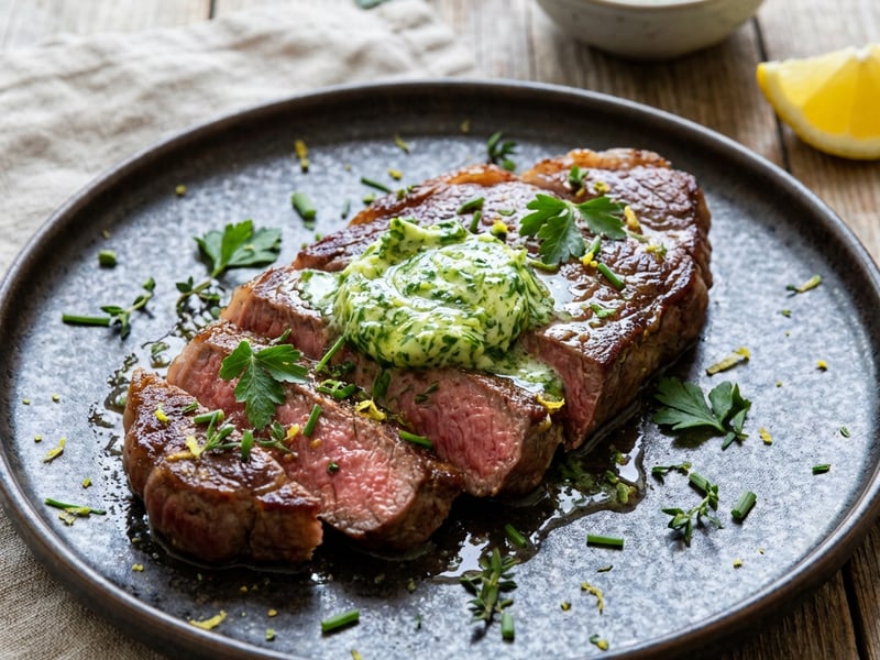 Wagyu Steak with Spring Herb Butter