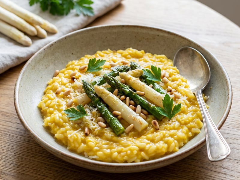 Perfect Asparagus Risotto with White & Green Asparagus
